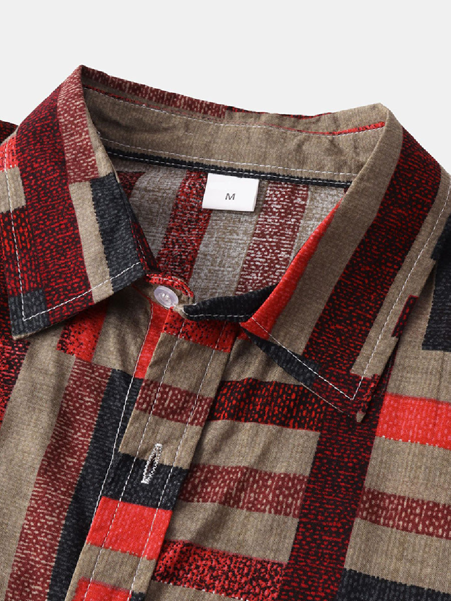 Men's Patchwork square short sleeve shirt