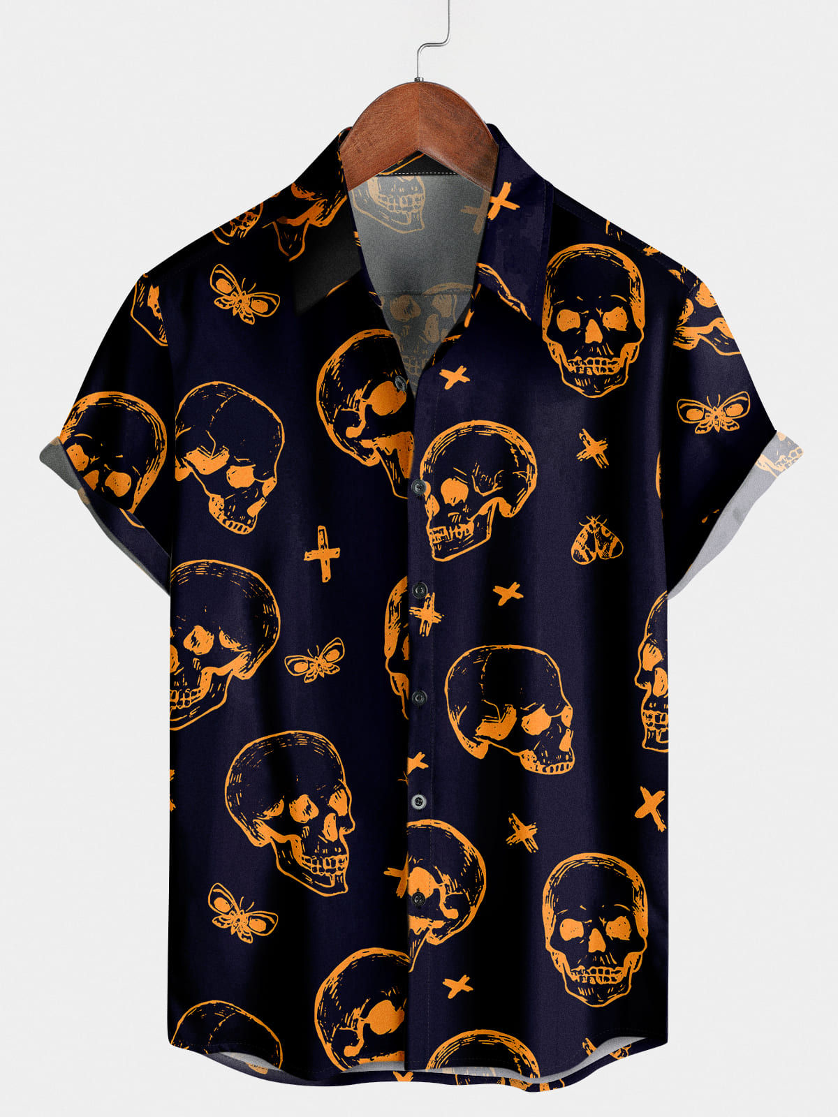 Men's Skull Butterfly Short Sleeve Shirt