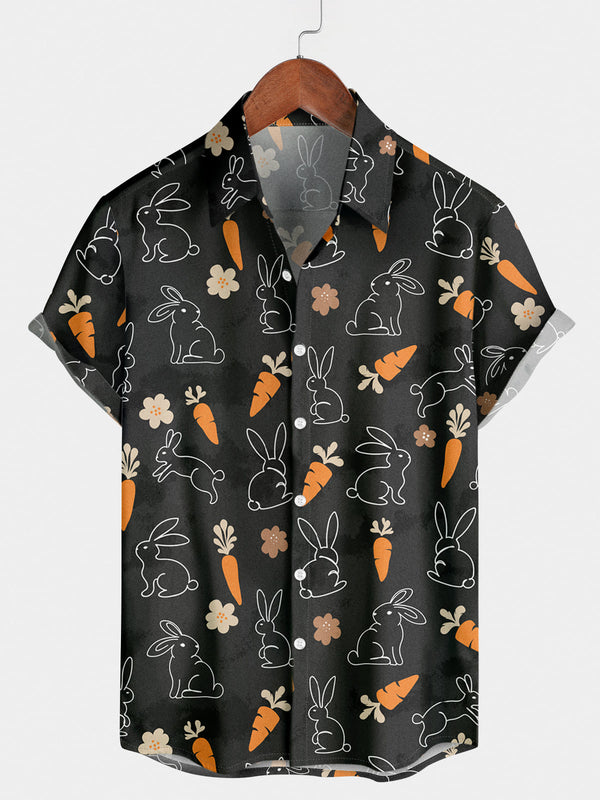 Kurzärmliges Herrenhemd mit Kaninchen-Print