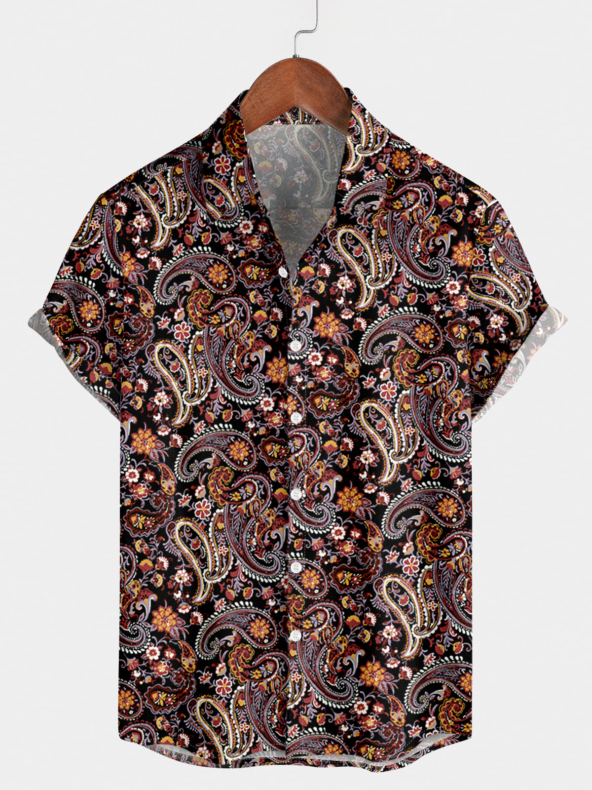 Men's Paisley Print Short Sleeve Shirt