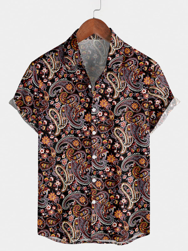 Herren-Kurzarmhemd mit Paisley-Print