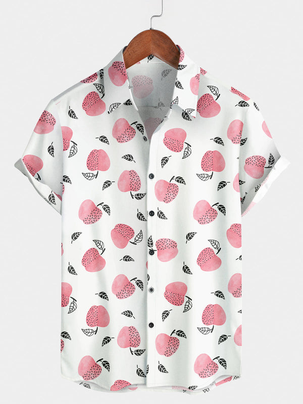 Rosafarbenes Freizeit-Kurzarmhemd für Herren