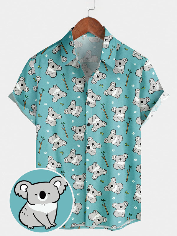 Kurzarmhemd mit Koala-Print für Herren