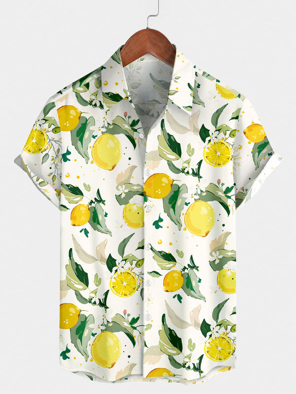 Kurzarmhemd mit Zitronenmuster für Herren