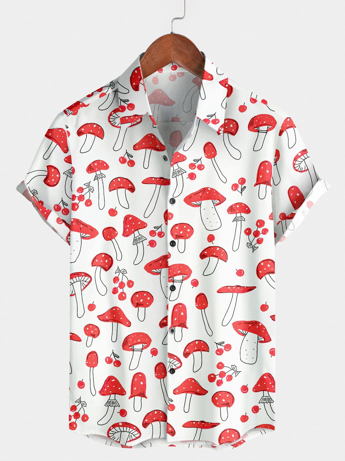 Men's Mushroom Print Short Sleeve Shirt