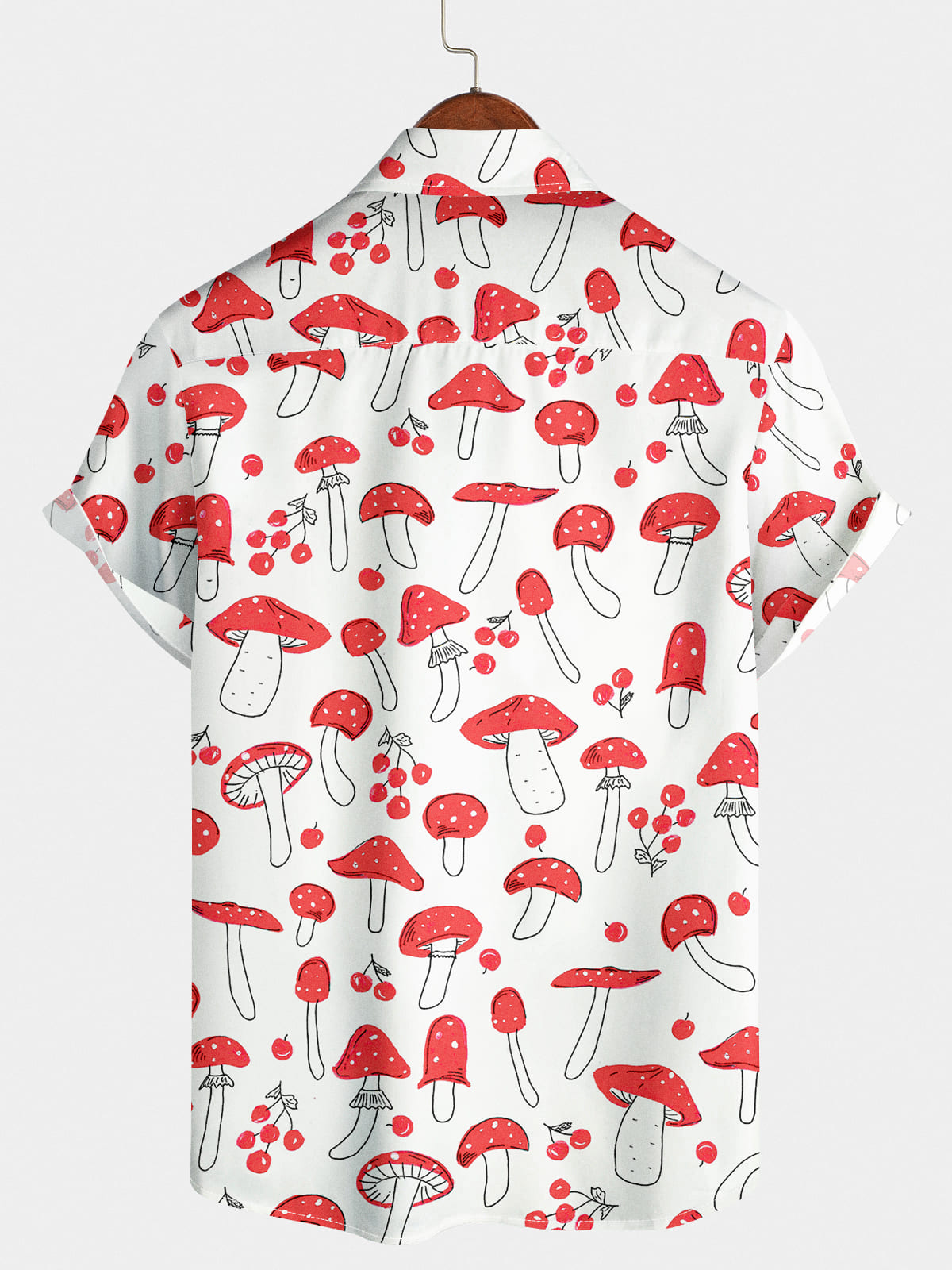 Men's Mushroom Print Short Sleeve Shirt