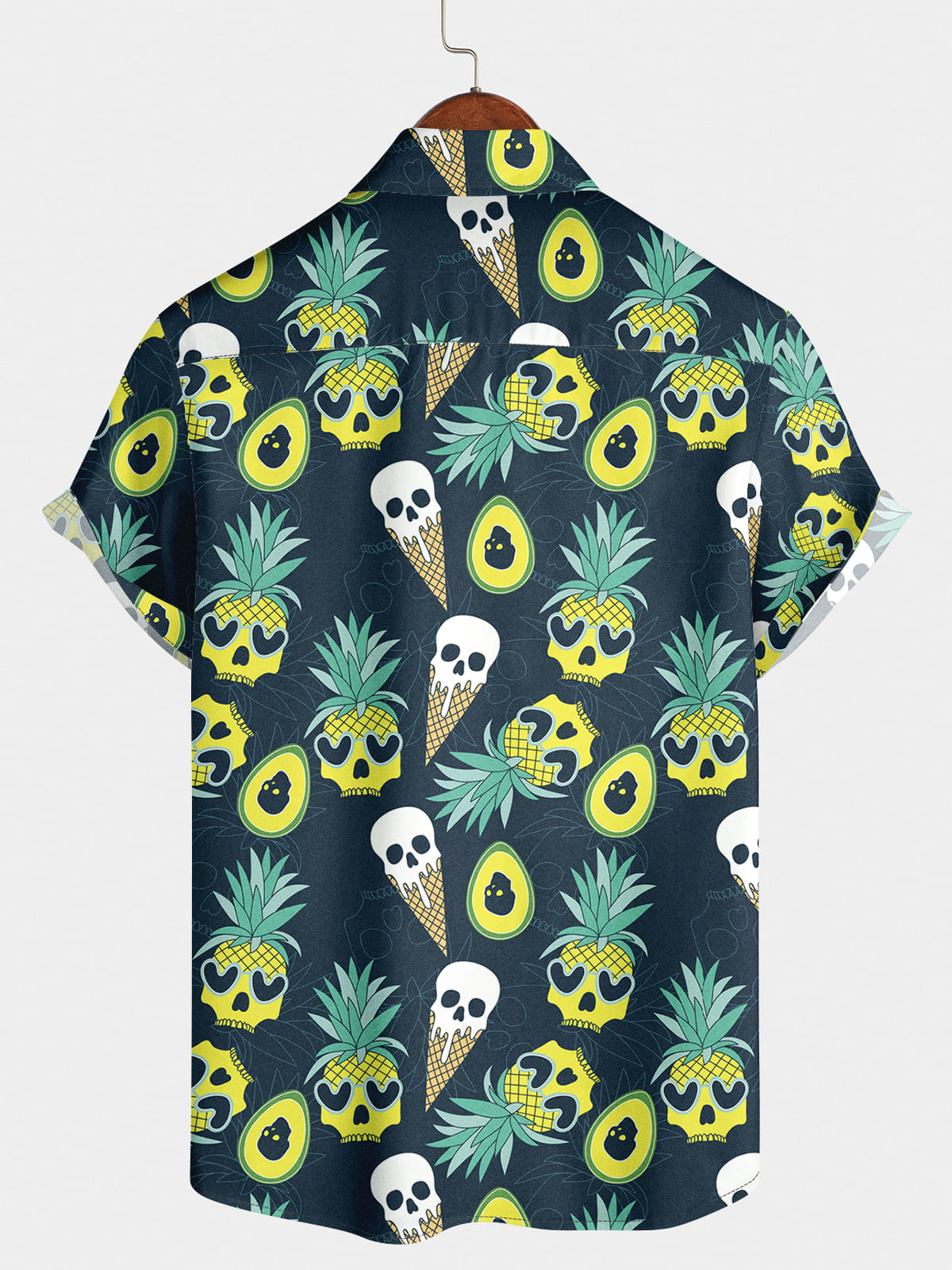 Men's Pineapple Skeleton Short Sleeve Shirt