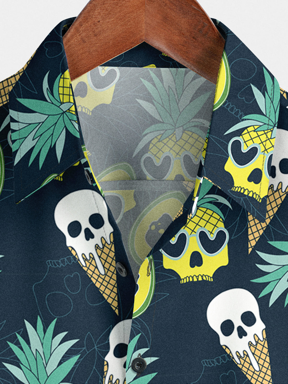 Men's Pineapple Skeleton Short Sleeve Shirt