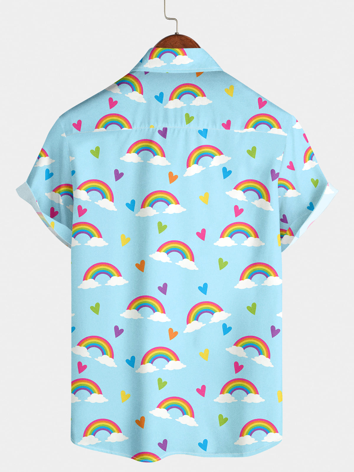 Kurzarmhemd mit Regenbogen-Print für Herren