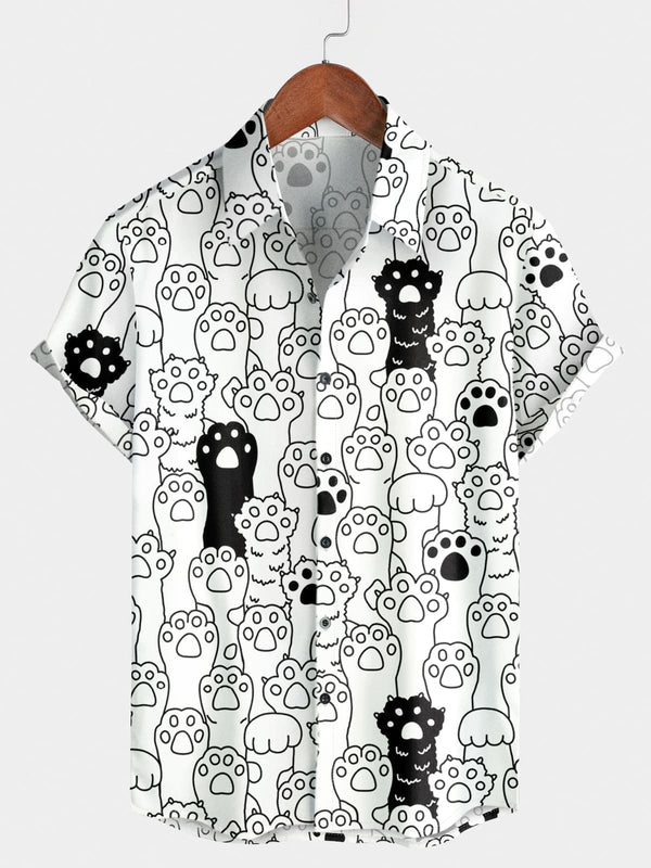 Men's Paw Print Short Sleeve Shirt