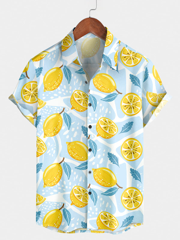 Kurzarmhemd mit Zitronenmuster für Herren