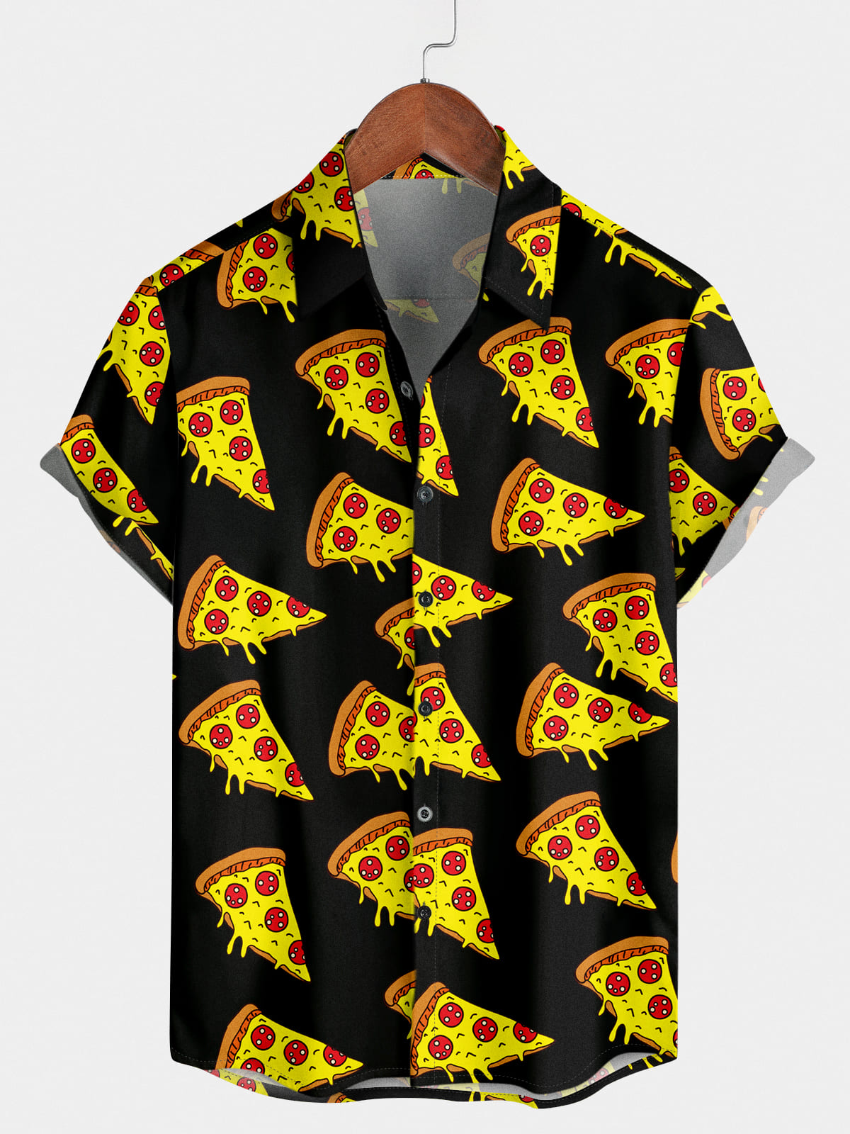 Men's Pizza Print Short Sleeve Shirt