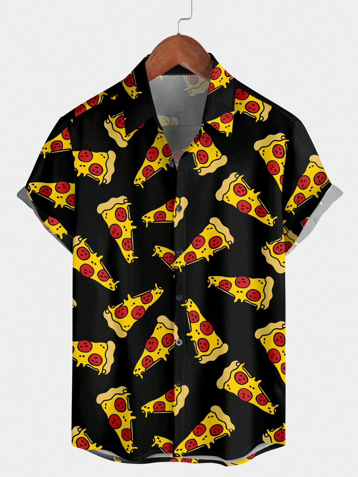 Men's Pizza Print Short Sleeve Shirt