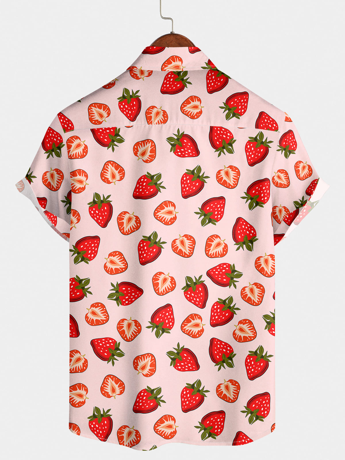 Herren-Kurzarmhemd mit roten Früchten