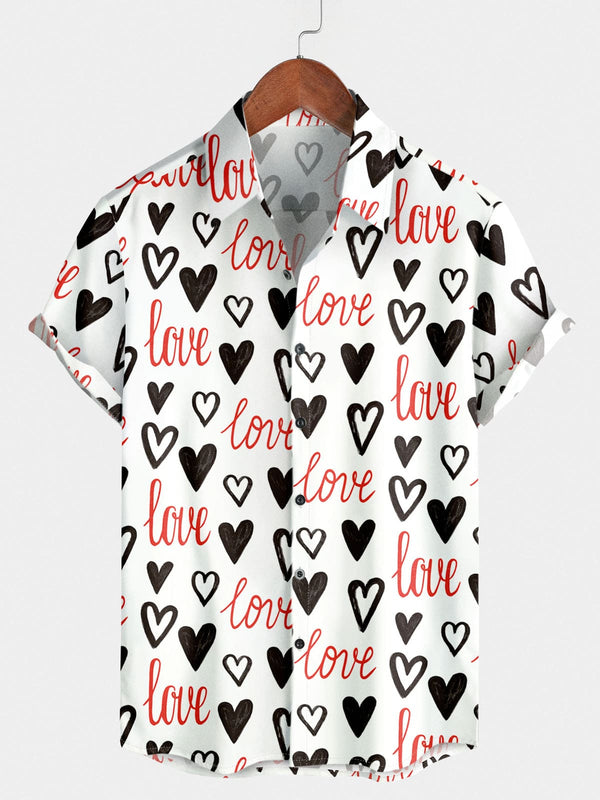 Men's Love Heart Short Sleeve Shirt