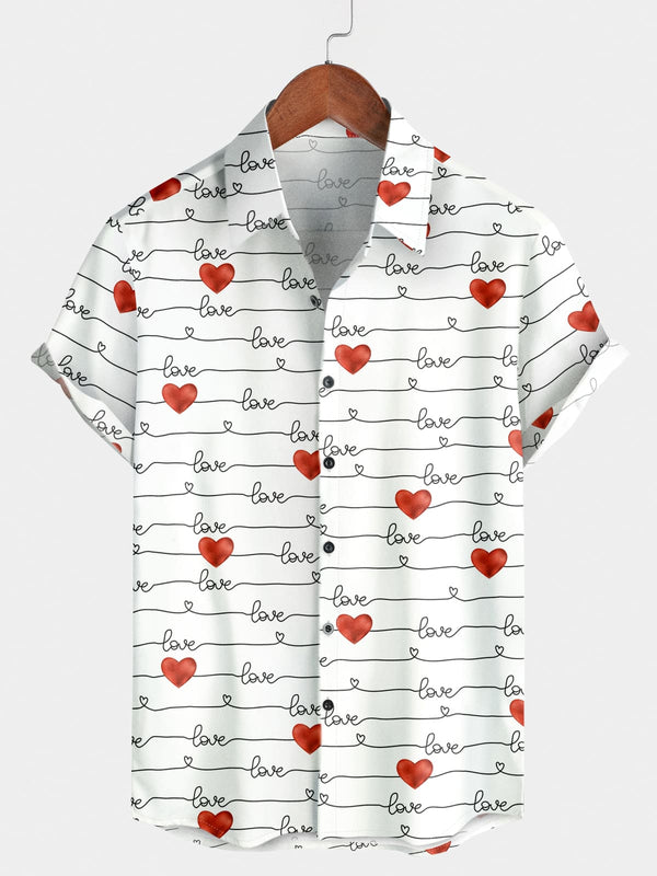 Men's Love Heart Short Sleeve Shirt