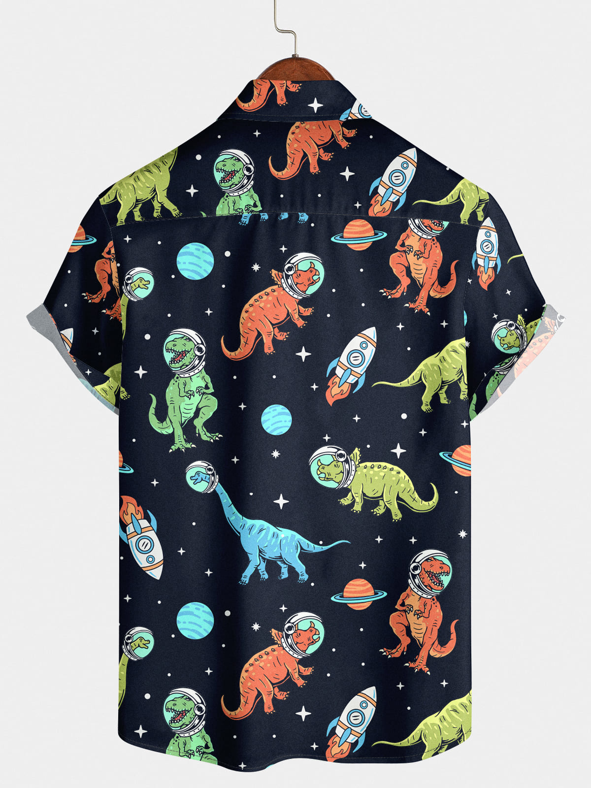 Herren-Kurzarmshirt „Space Dinosaur“.