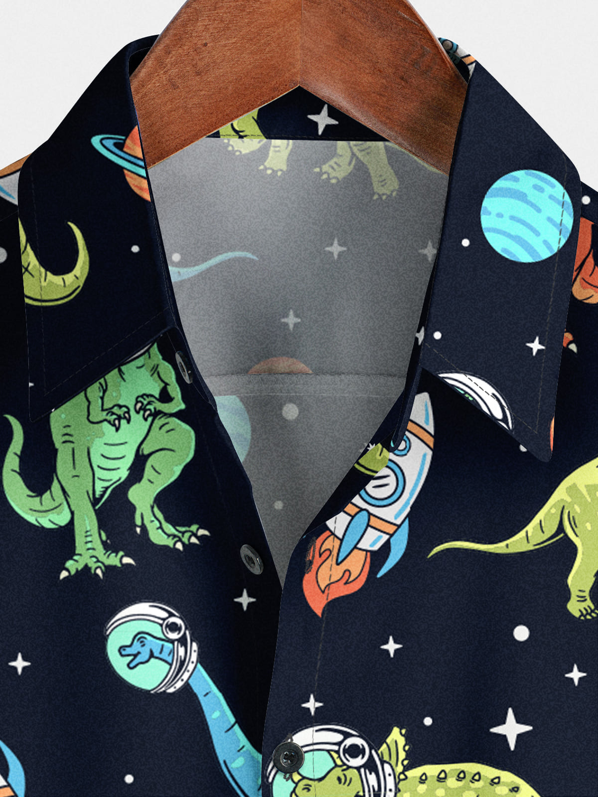 Herren-Kurzarmshirt „Space Dinosaur“.