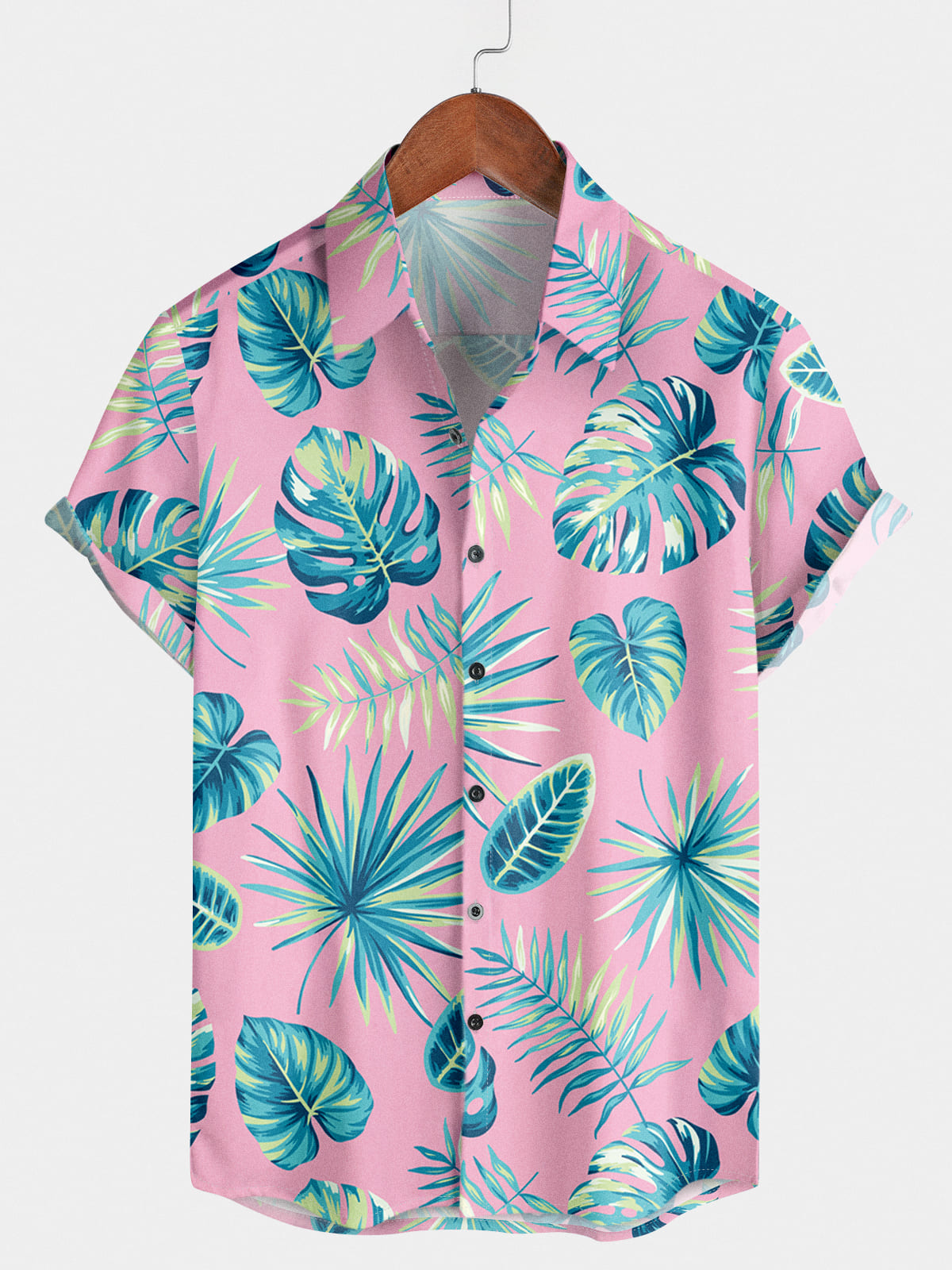 Men's Leaf Print Short Sleeve Shirt