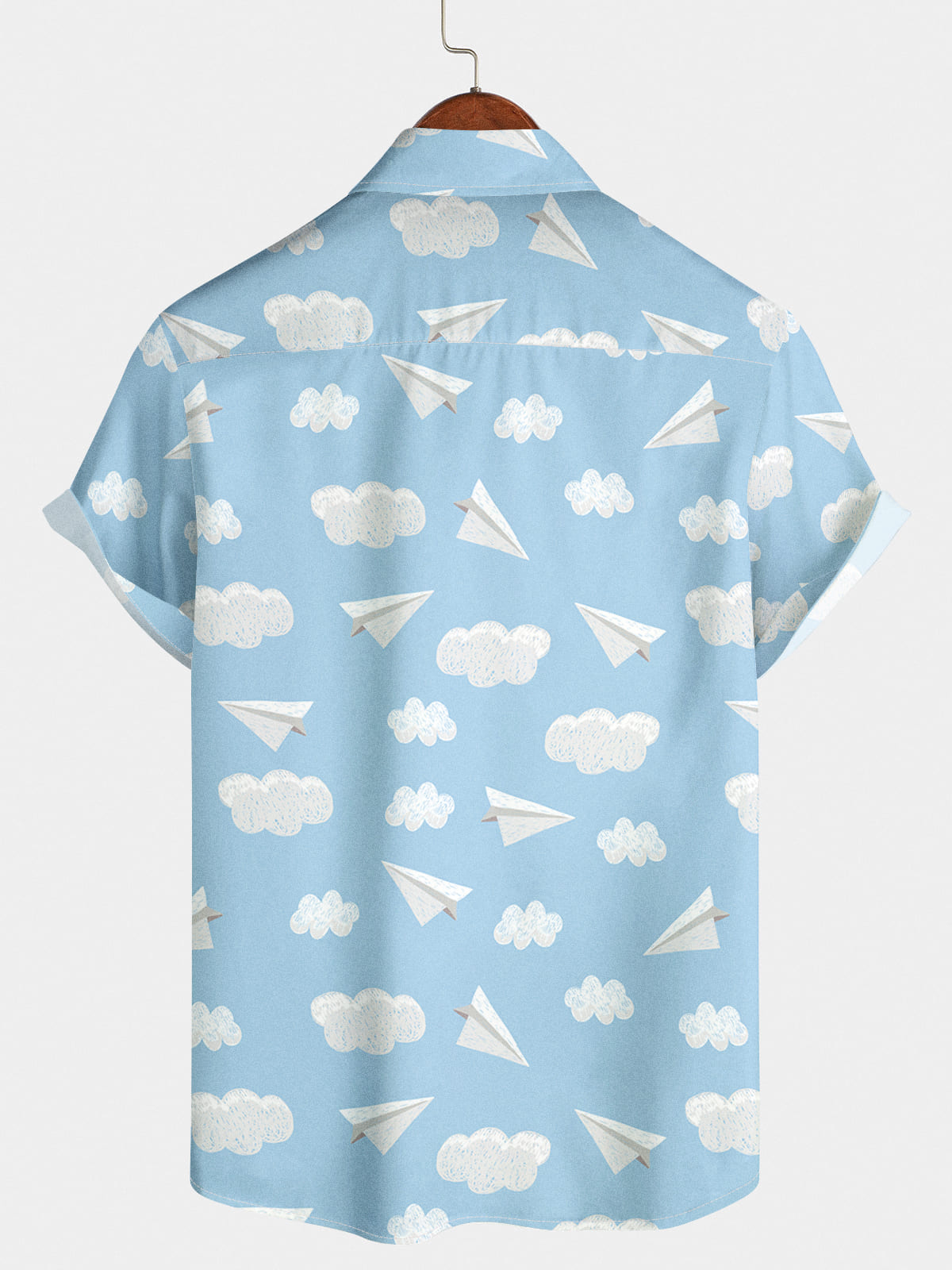 Kurzärmliges Herrenhemd mit Papierflieger-Print
