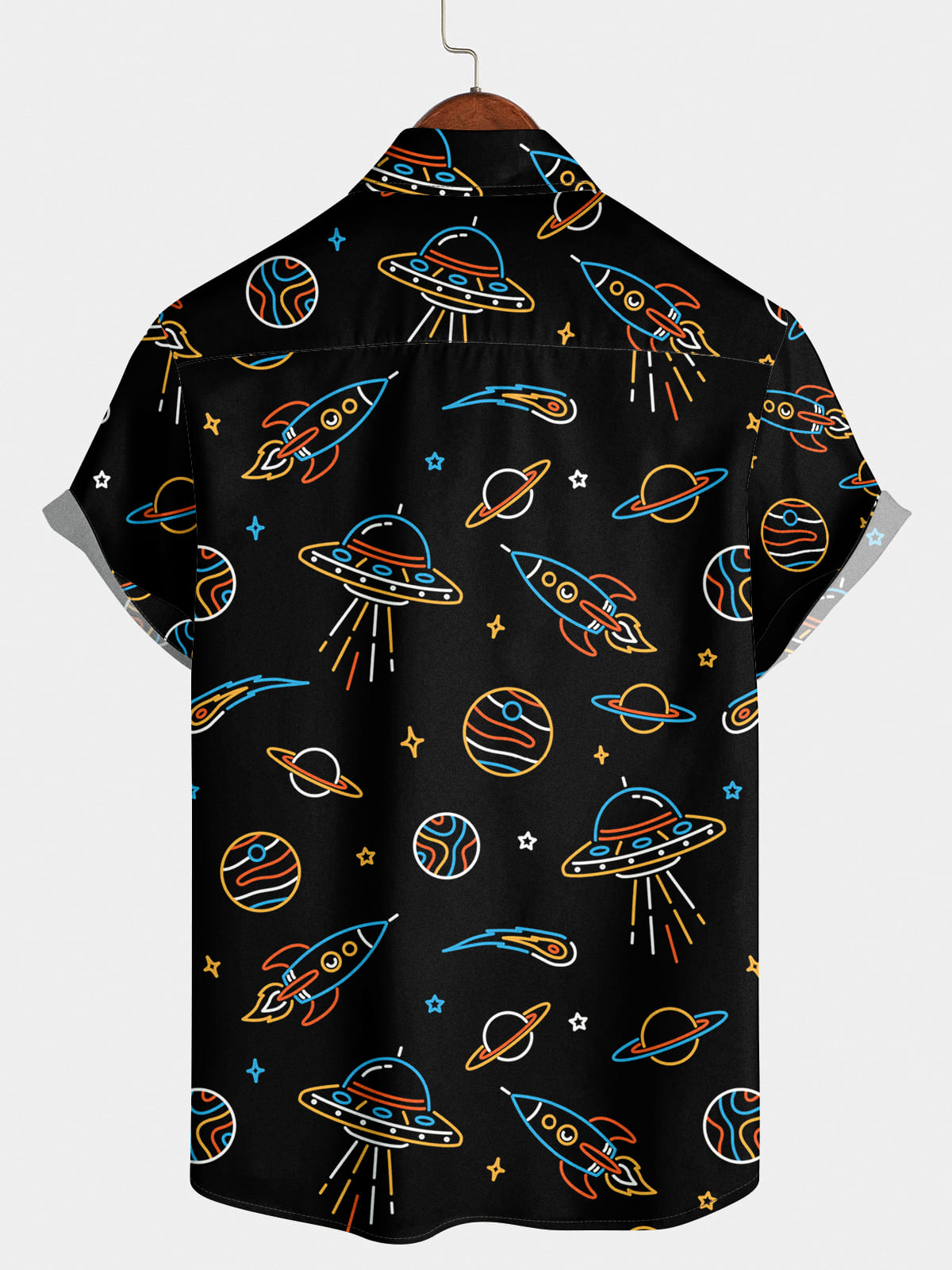 Men's Space Print Short Sleeve Shirt