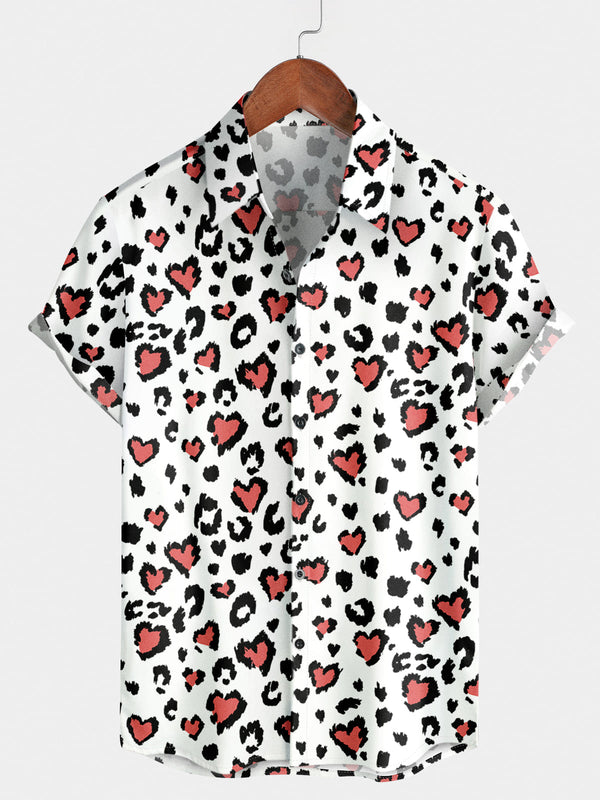 Men's Leopard Print Short Sleeve Shirt