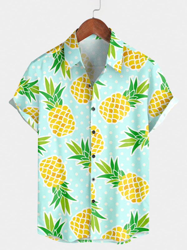 Kurzarmhemd mit Ananas-Print für Herren