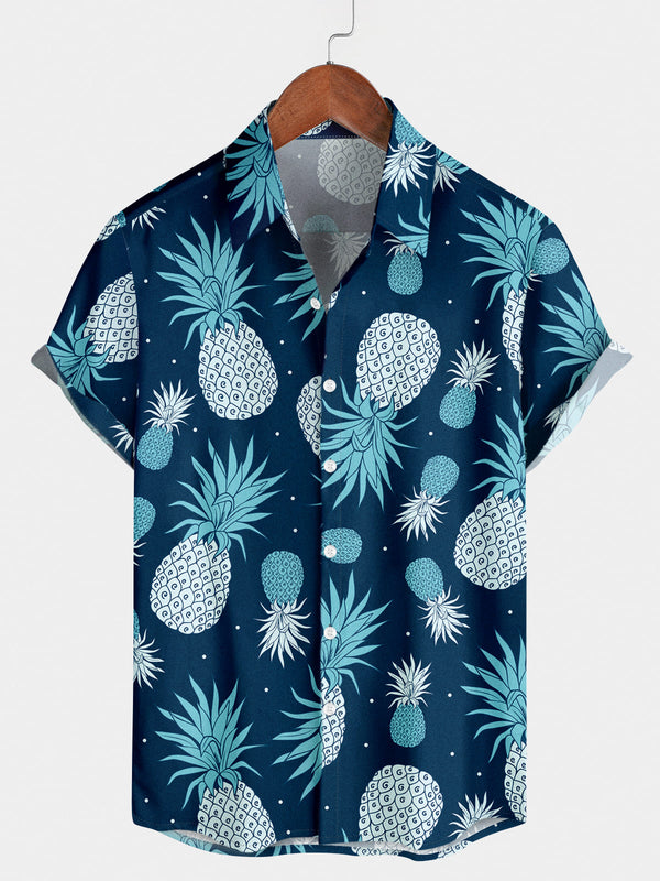 Ananas-Hawaii-Kurzarmhemd für Herren