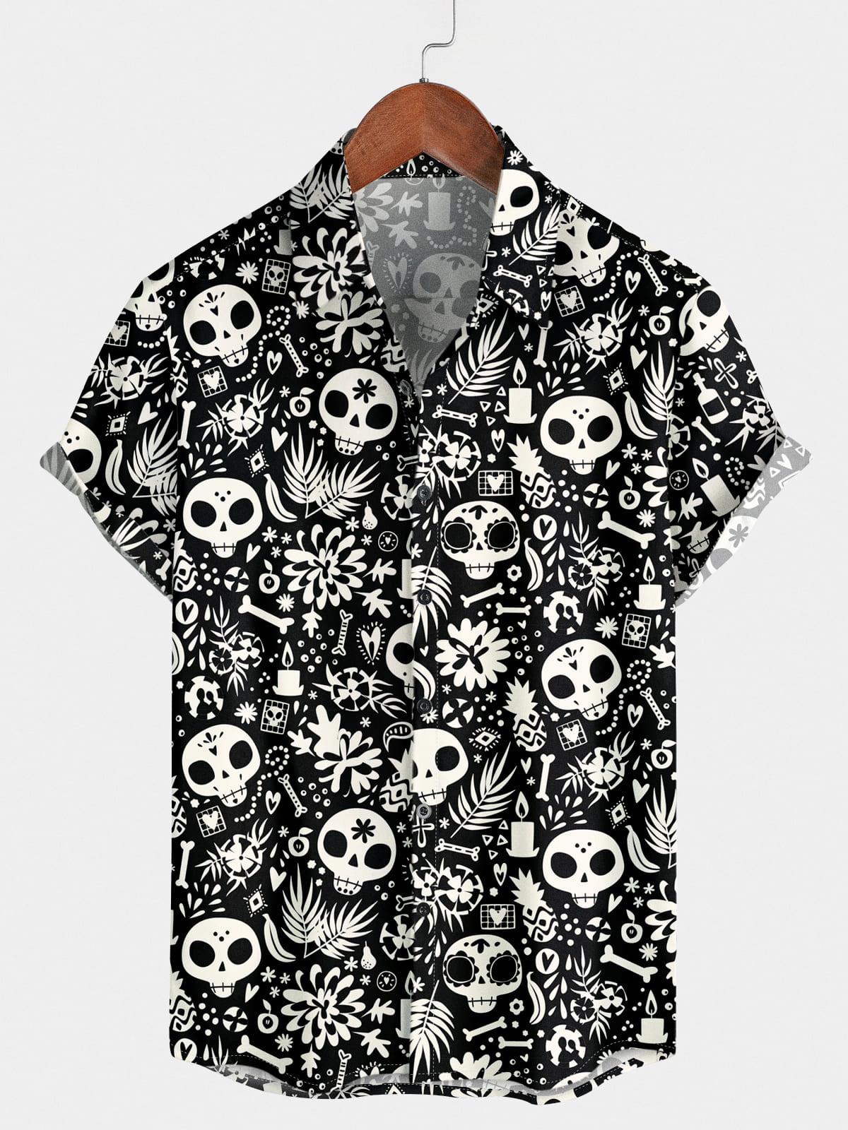 Men's Skull Print Short Sleeve Shirt