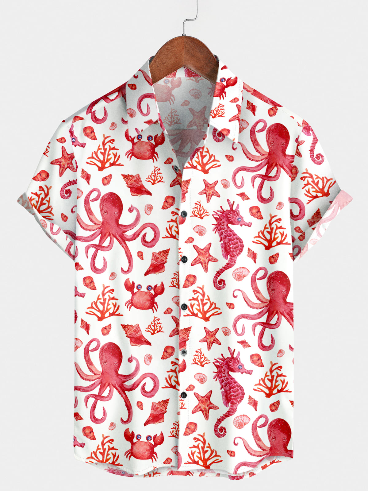 Kurzarmhemd mit Oktopus-Print für Herren