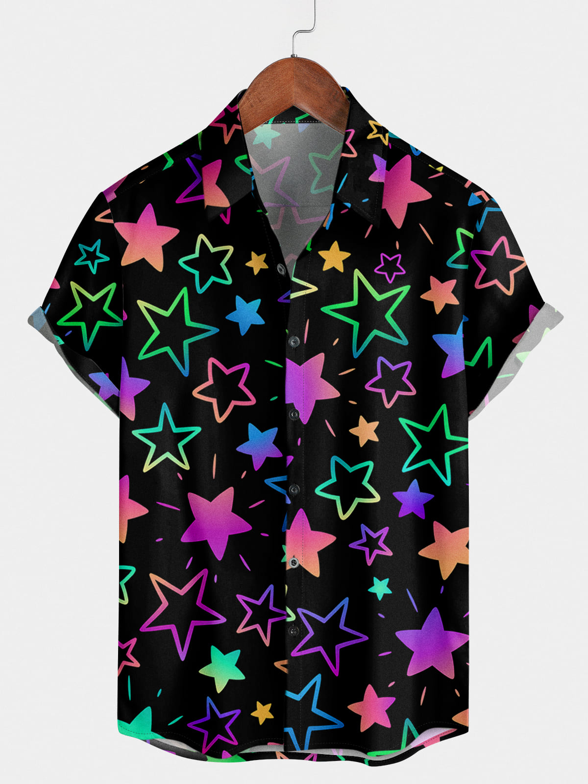 Men's Star Print Short Sleeve Shirt