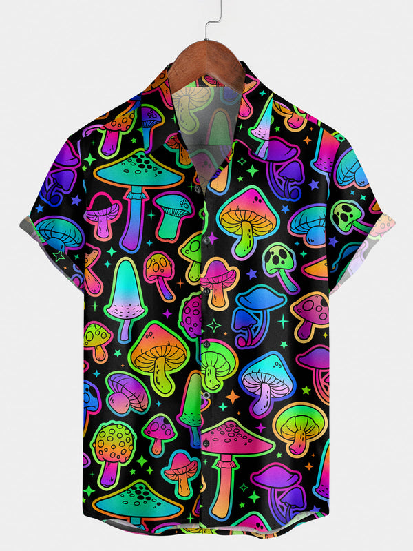 Men's Mushroom Print Short Sleeve Shirt