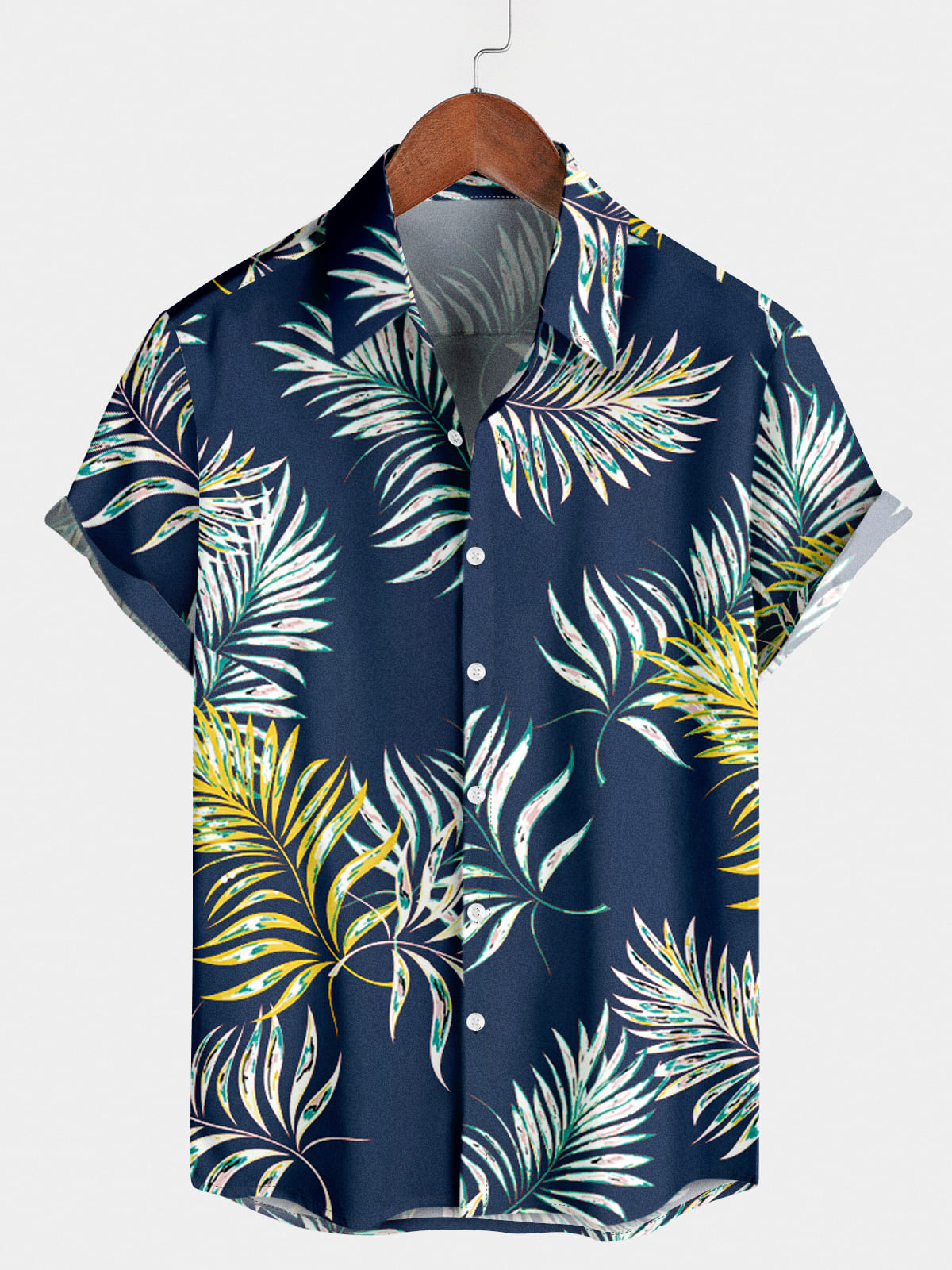 Men's Leaf Print Short Sleeve Shirt