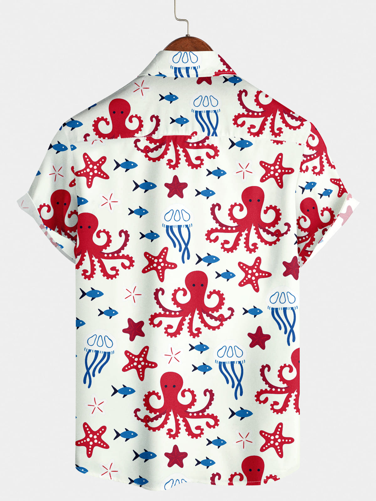 Kurzarmhemd mit Oktopus-Print für Herren