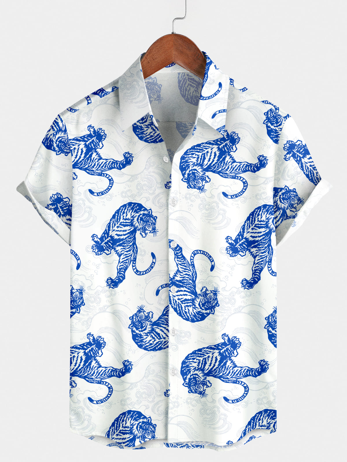 Kurzärmliges Herrenhemd mit Tiger-Print