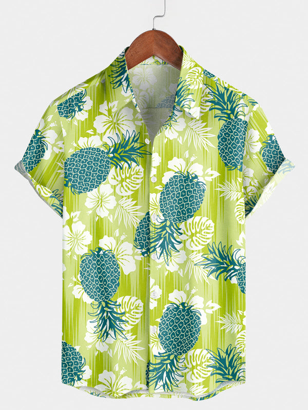 Kurzarmhemd mit Ananas-Print für Herren