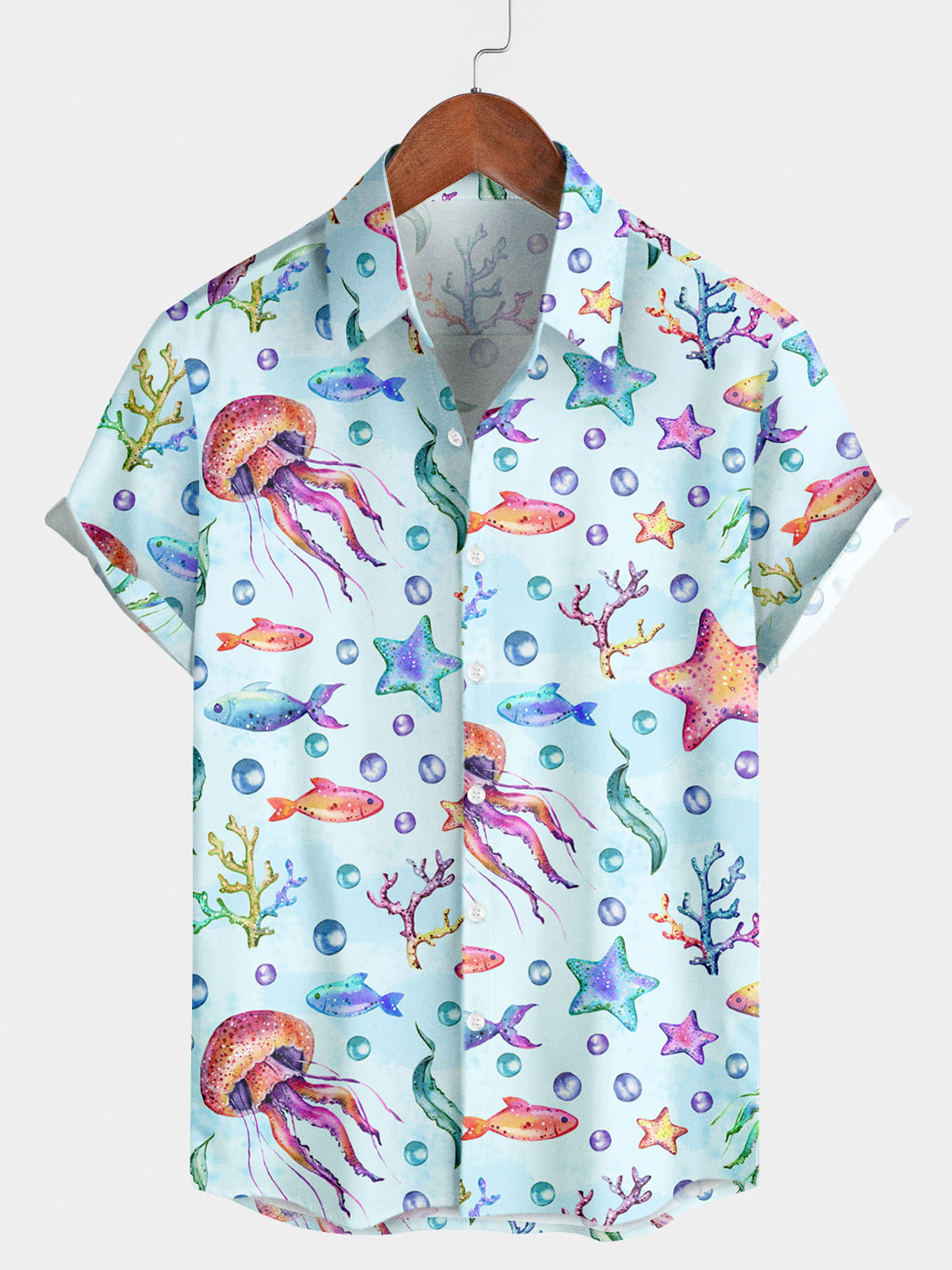 Men's Jellyfish Print Short Sleeve Shirt