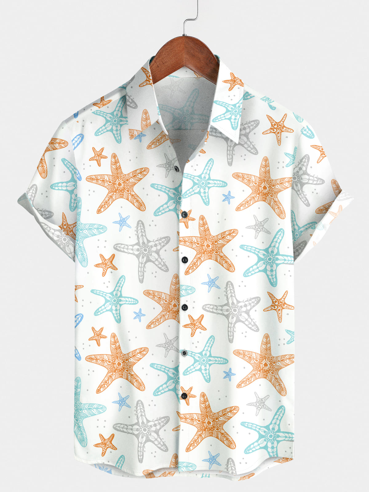 Men's Starfish Print Short Sleeve Shirt