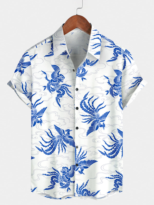Kurzarmhemd mit Phoenix-Print für Herren