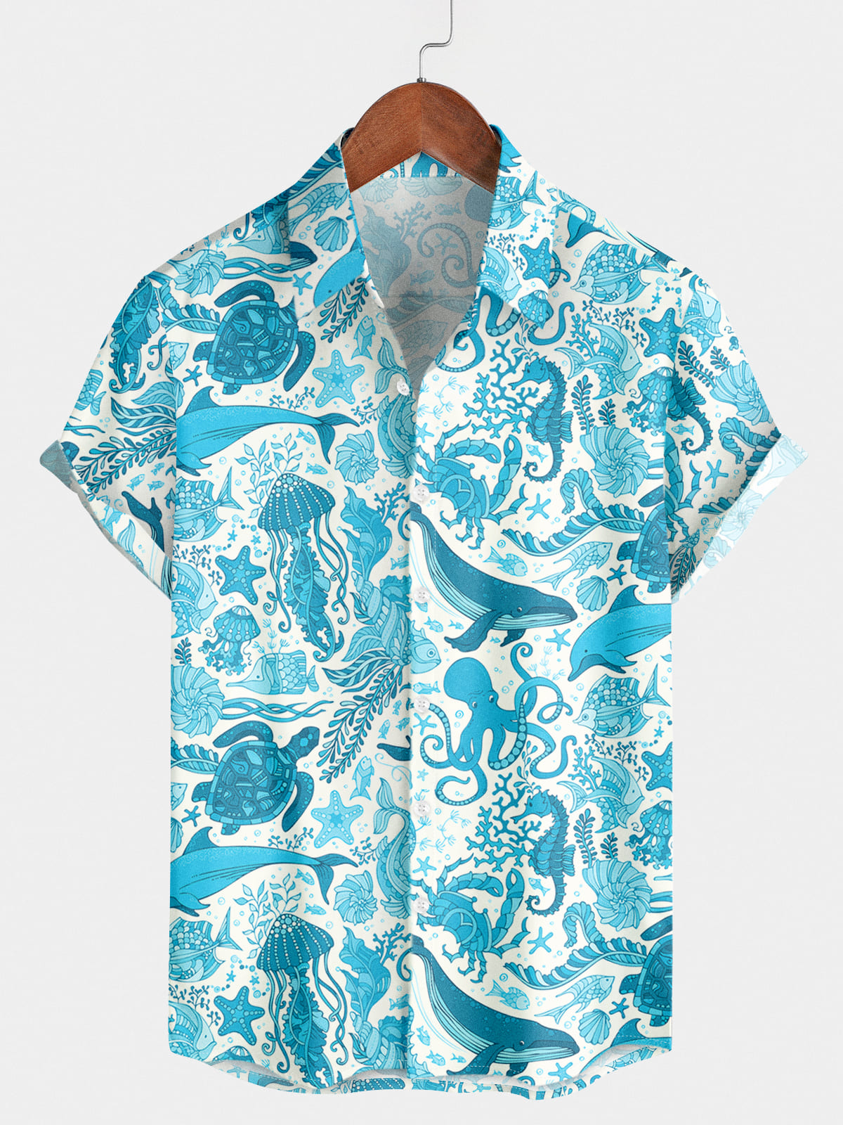 Men's Whale Print Short Sleeve Shirt