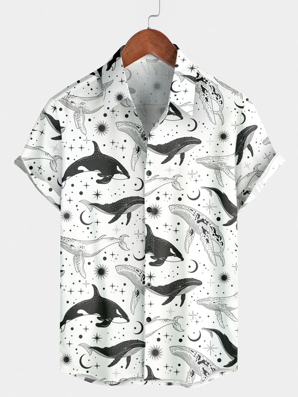 Men's Killer whale Print Short Sleeve Shirt