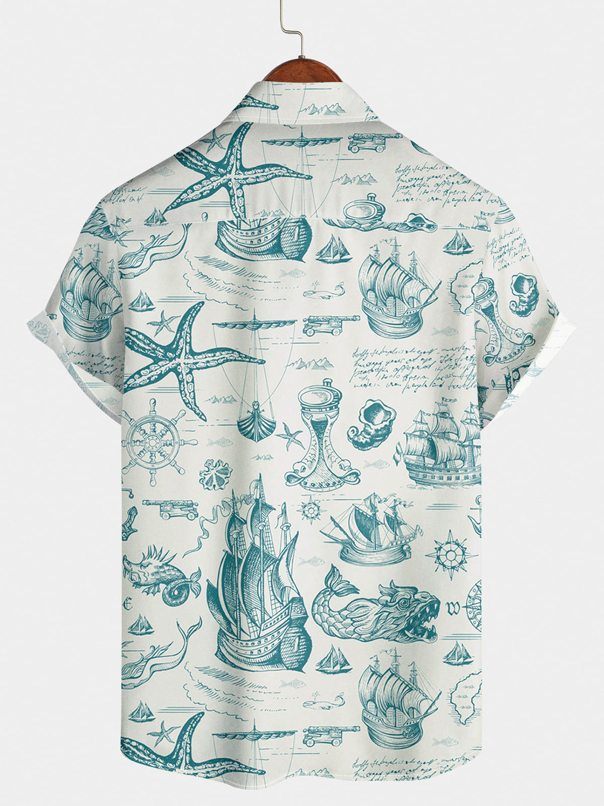 Men's Sailboat Print Short Sleeve Shirt