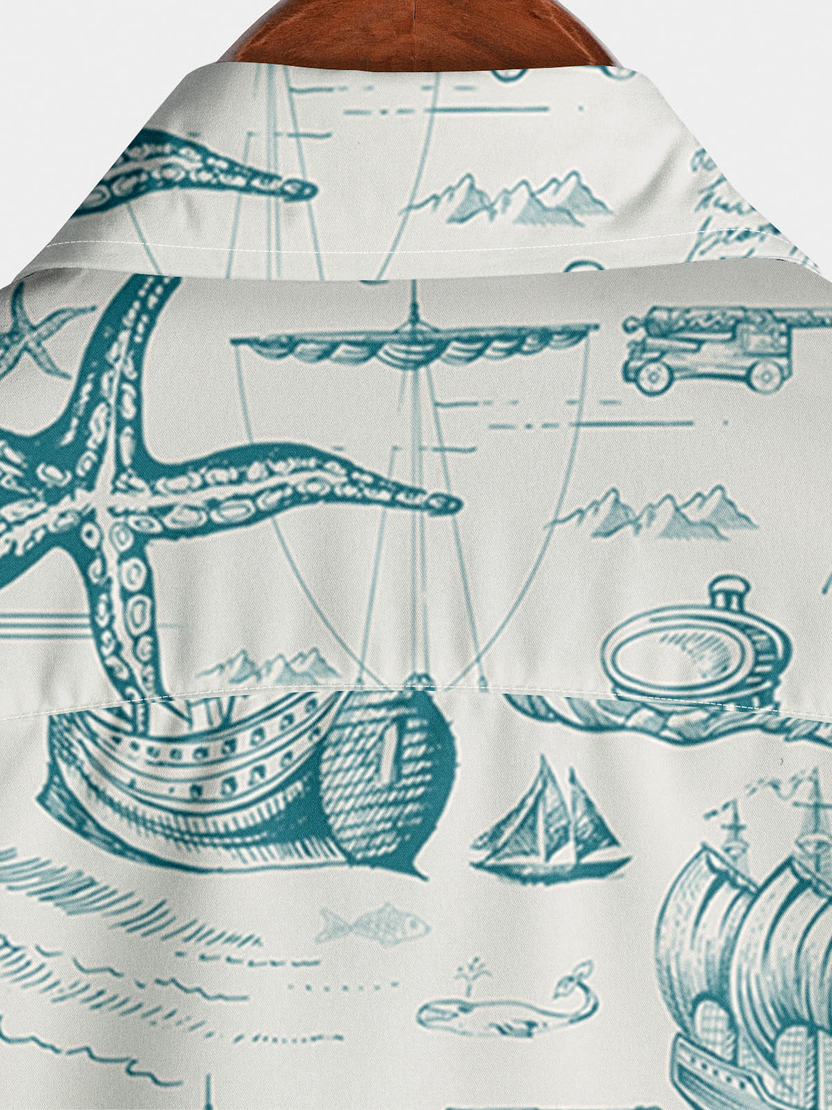 Men's Sailboat Print Short Sleeve Shirt