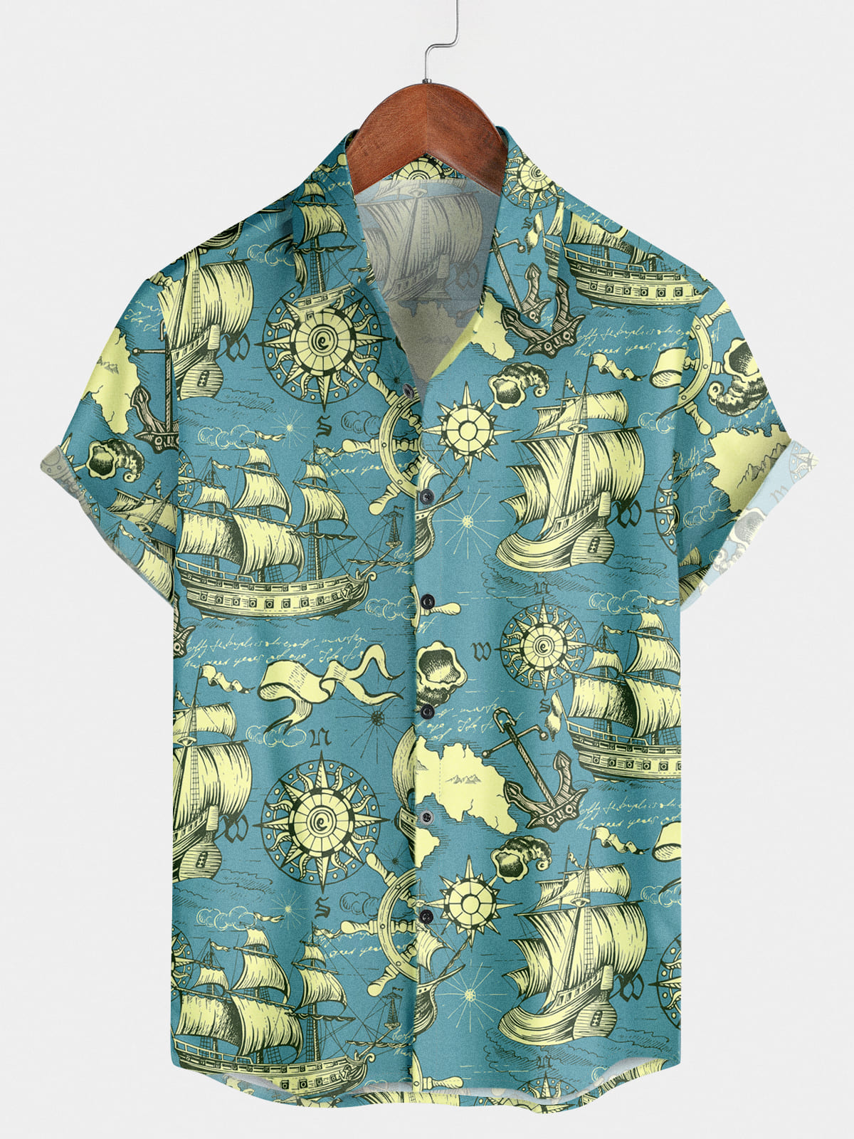 Men's Sailboat Hawaiian Short Sleeve Shirt