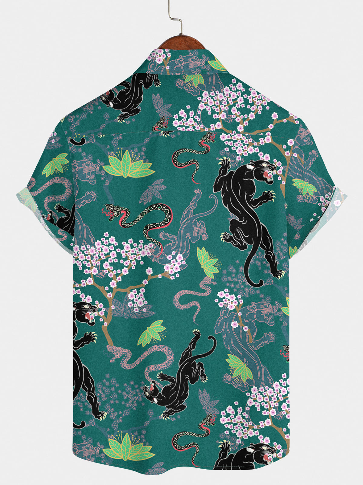 Men's Panther Print Short Sleeve Shirt