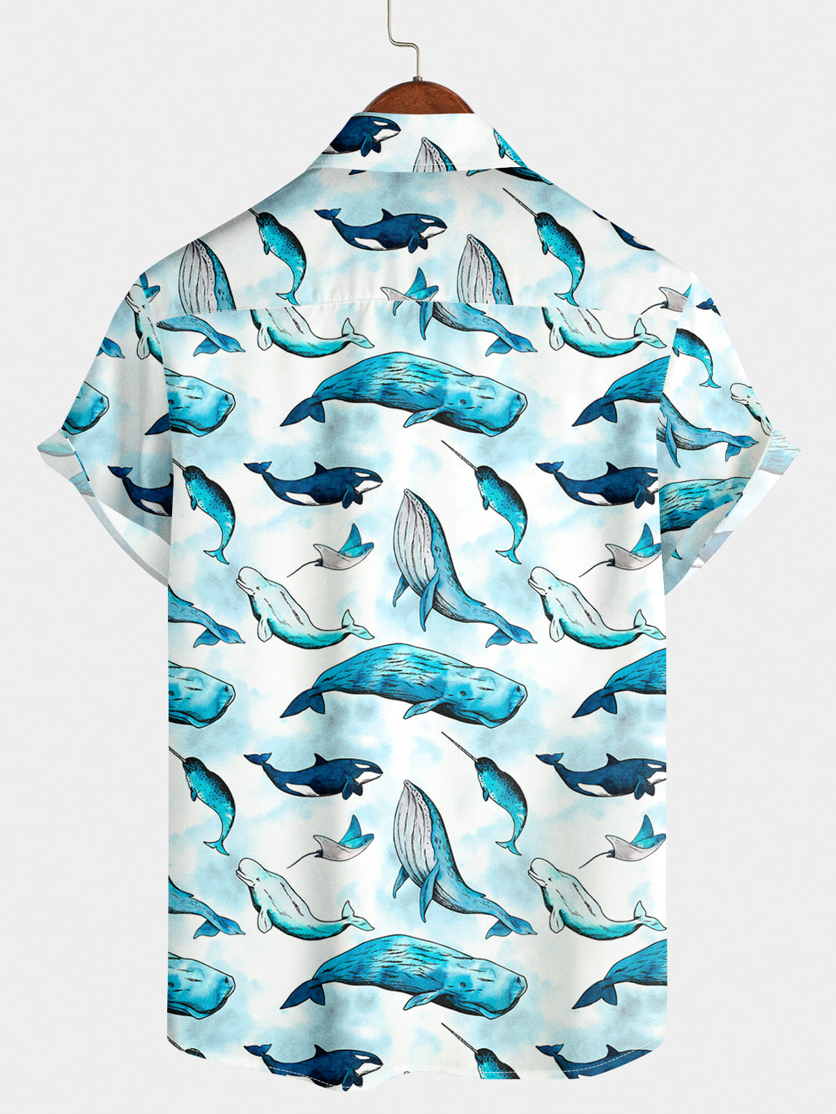 Kurzarmhemd mit Wal-Print für Herren