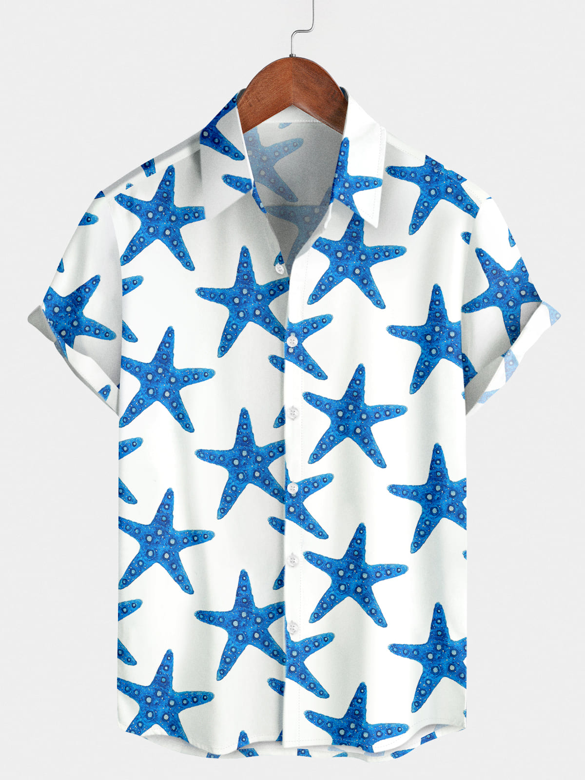 Men's Starfish Print Short Sleeve Shirt