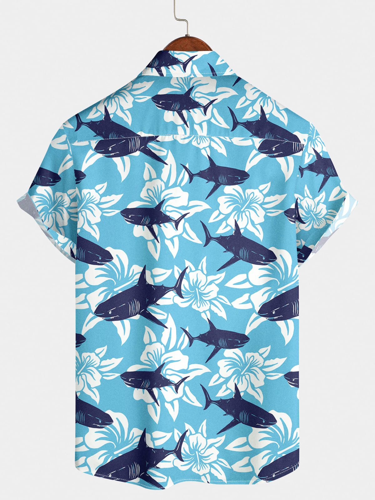 Kurzarmhemd mit Hai-Print für Herren