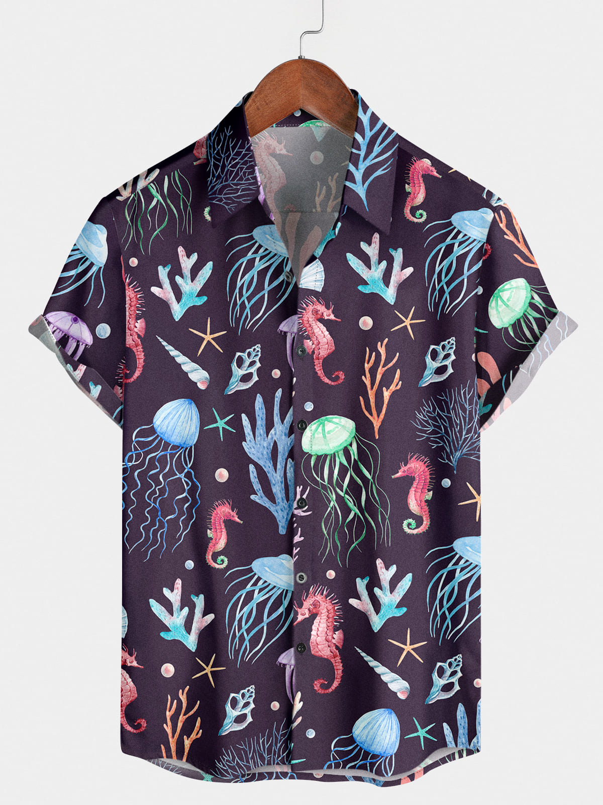 Men's Jellyfish Print Short Sleeve Shirt