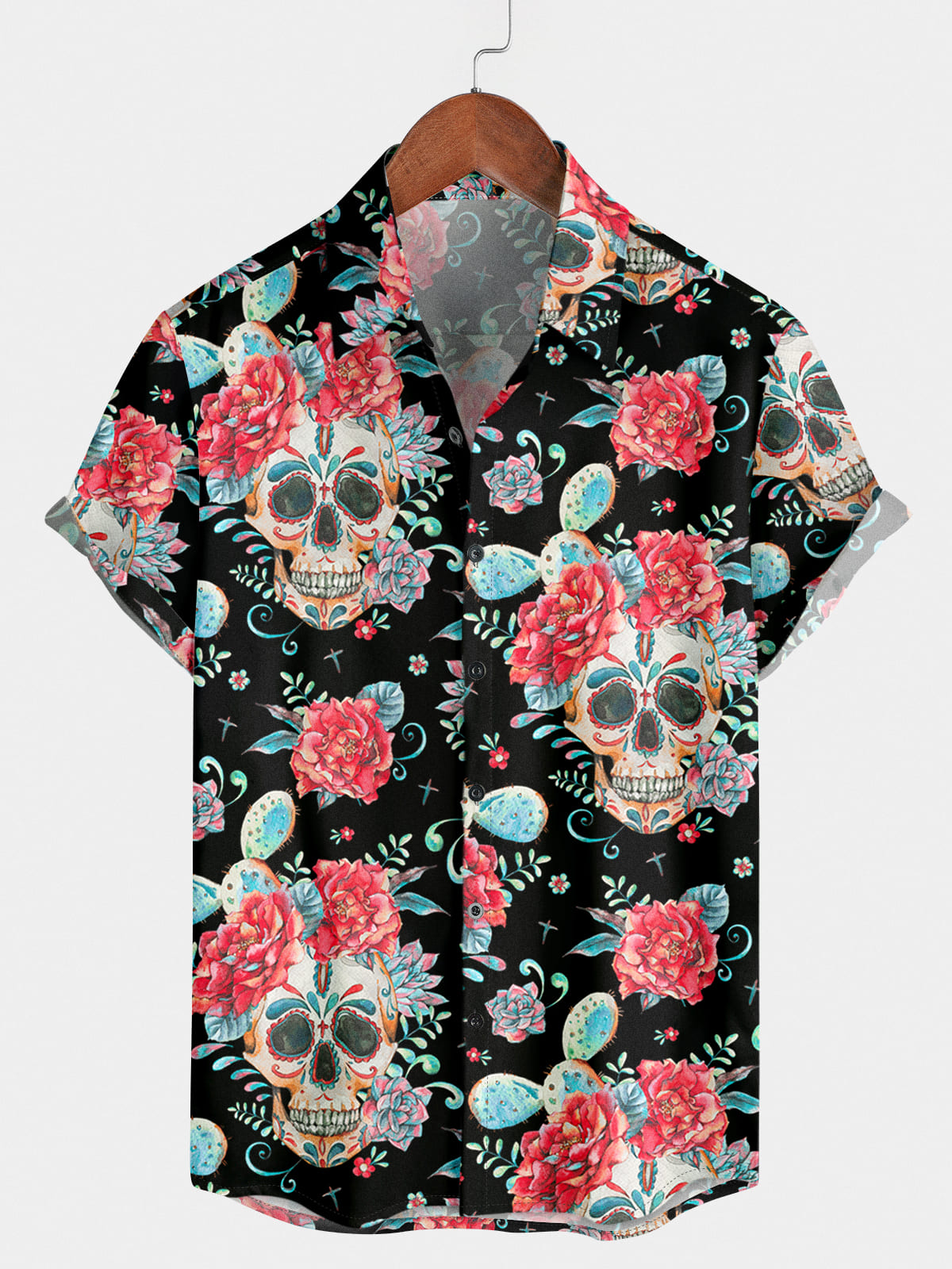 Men's Skull Cactus Short Sleeve Shirt